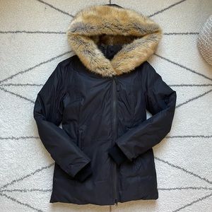 Babaton Harrison faux-fur parka in Black, size S